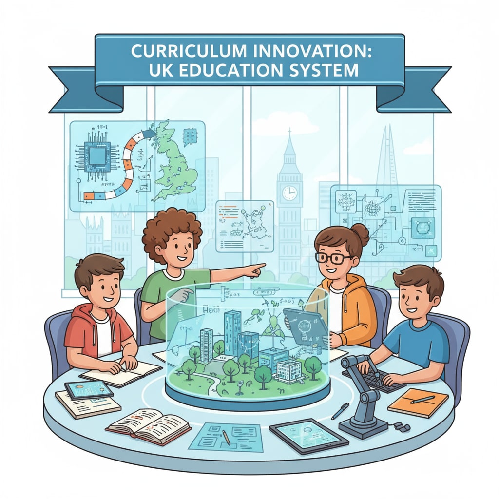 Students working on an interdisciplinary project for UK education system curriculum reform and student assessment