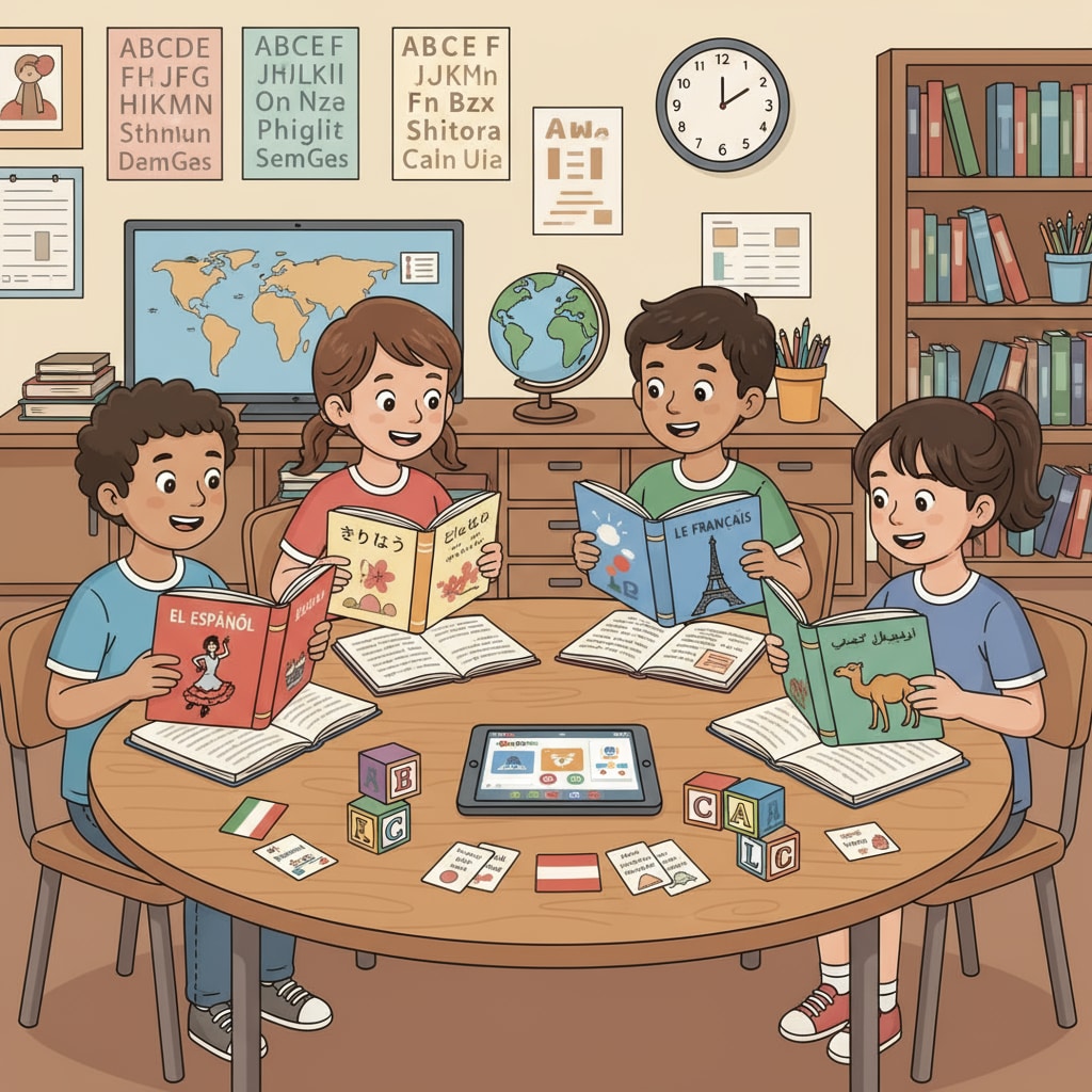 K12 students engaged in multilingual learning activities