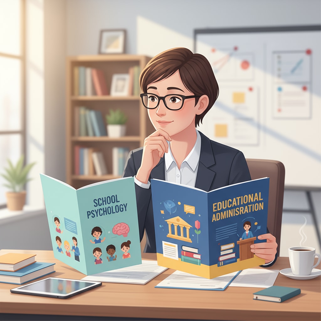 A person considering career choices between school psychology and educational administration