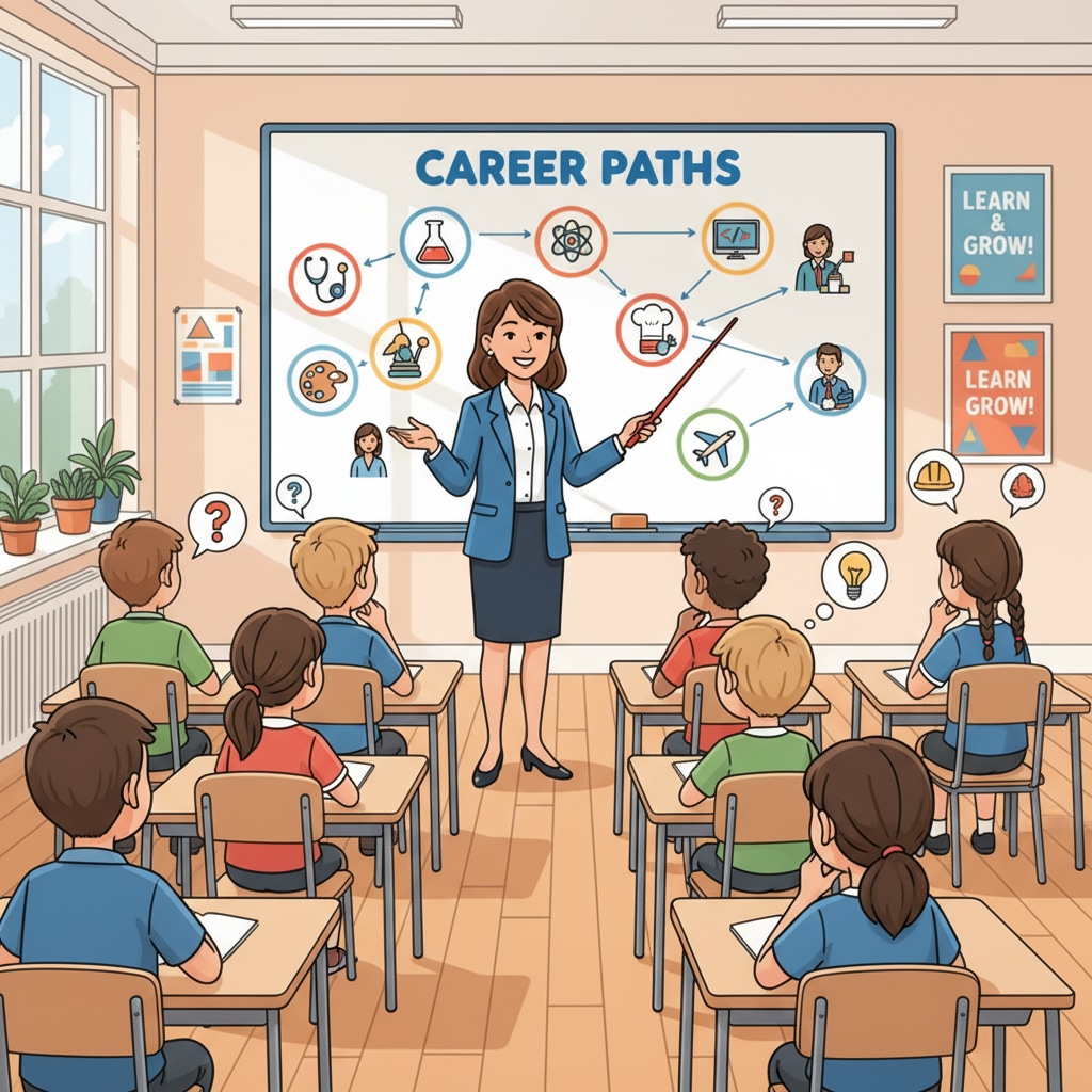 Teacher explaining degree transitions, professional interests, and career planning to students