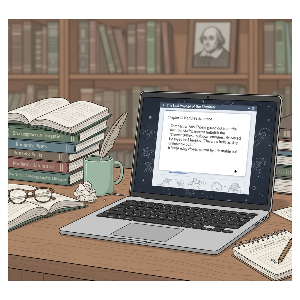 A student studying English literature and working on creative writing