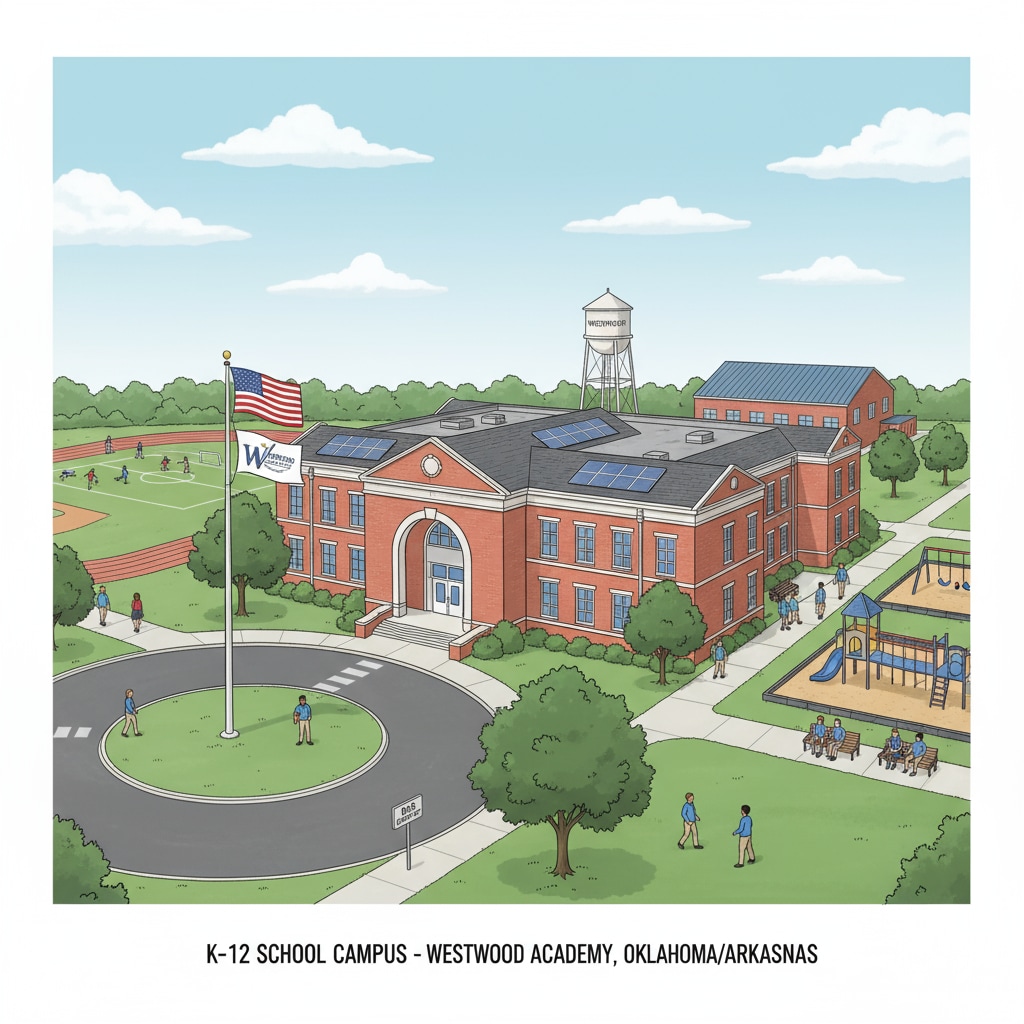 A general view of a K12 school related to Oklahoma and Arkansas education evaluation