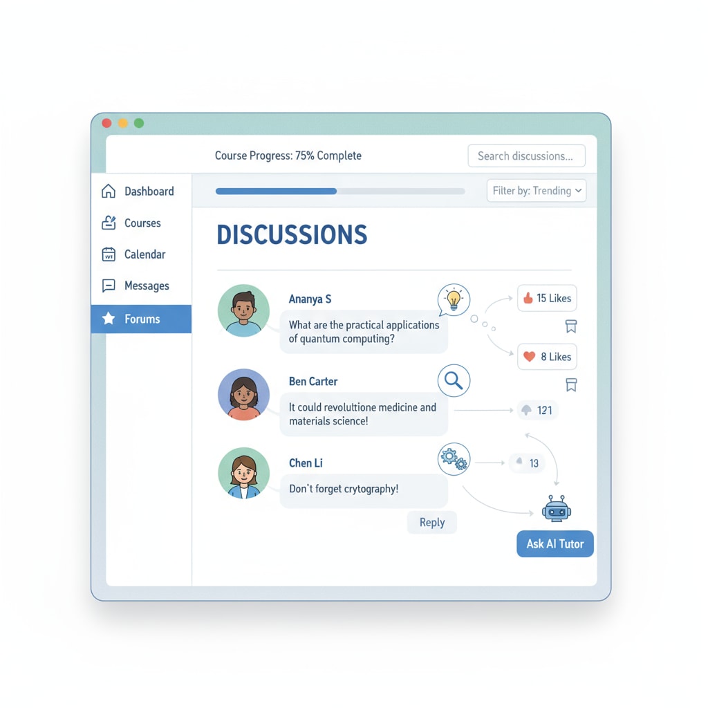 Screenshot of an open learning platform interface with discussions related to learning platforms, social media, and uncensored settings