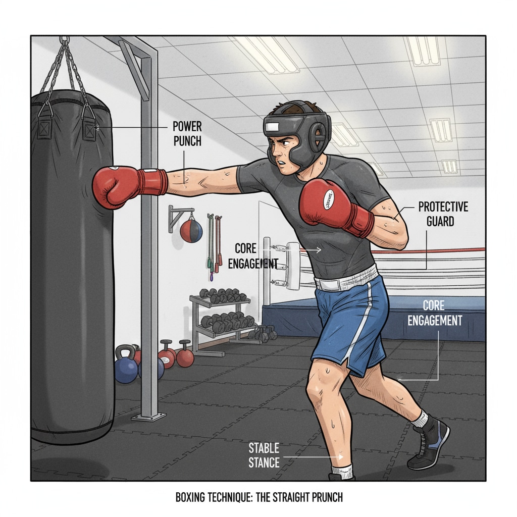 A young person practicing boxing as an extracurricular activity for college application