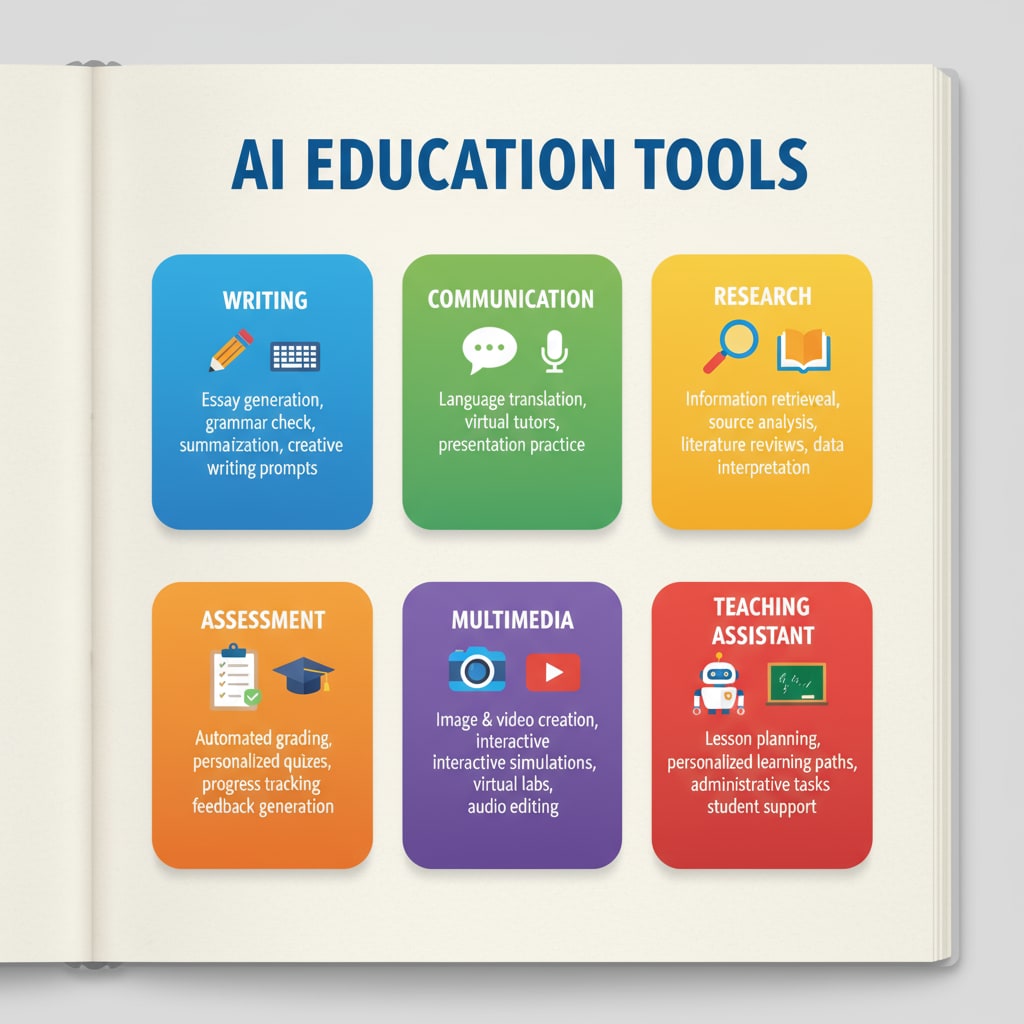 Six categories of AI education tools for K12 learning and teaching applications