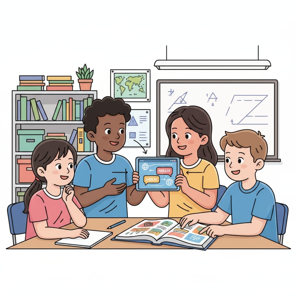 Students using an AI communication tool for K12 learning