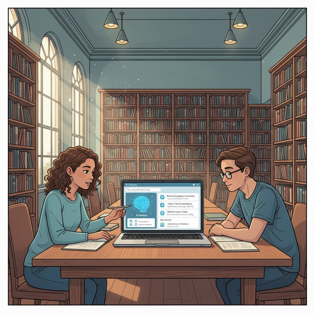 Students using an AI research tool for K12 learning
