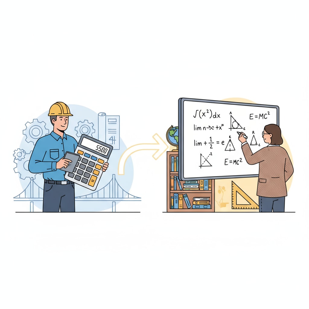 Transition from engineering to math education with an engineer and a math educator