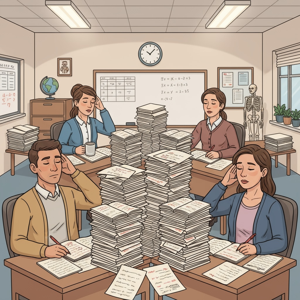 Teachers experiencing heavy workload and showing signs of burnout
