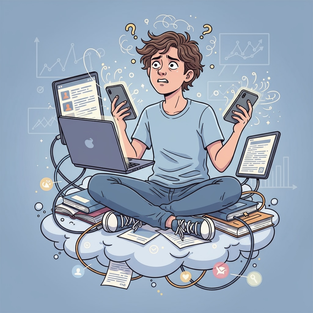 A student being distracted by digital devices