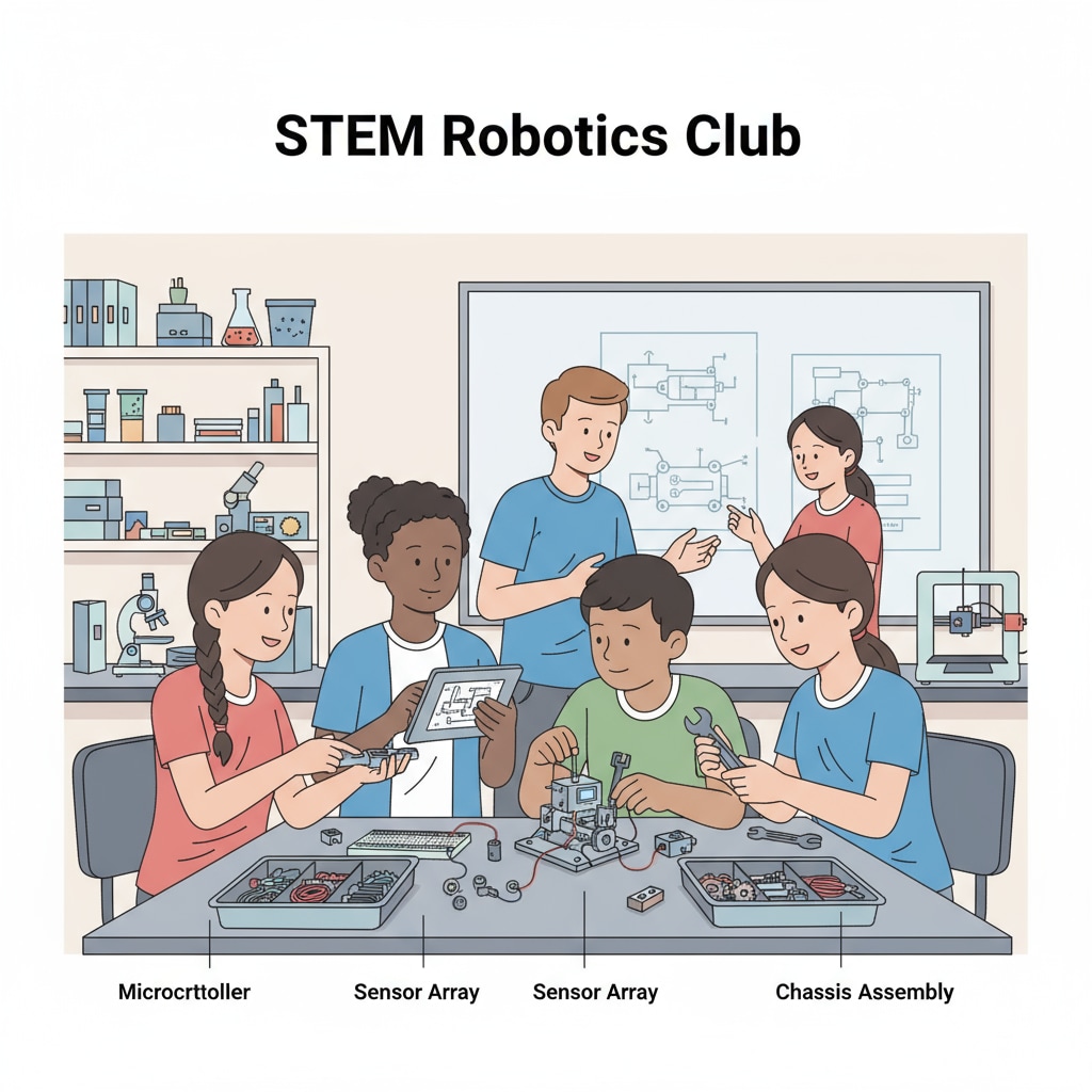 High school students engaged in a STEM extracurricular activity for college applications