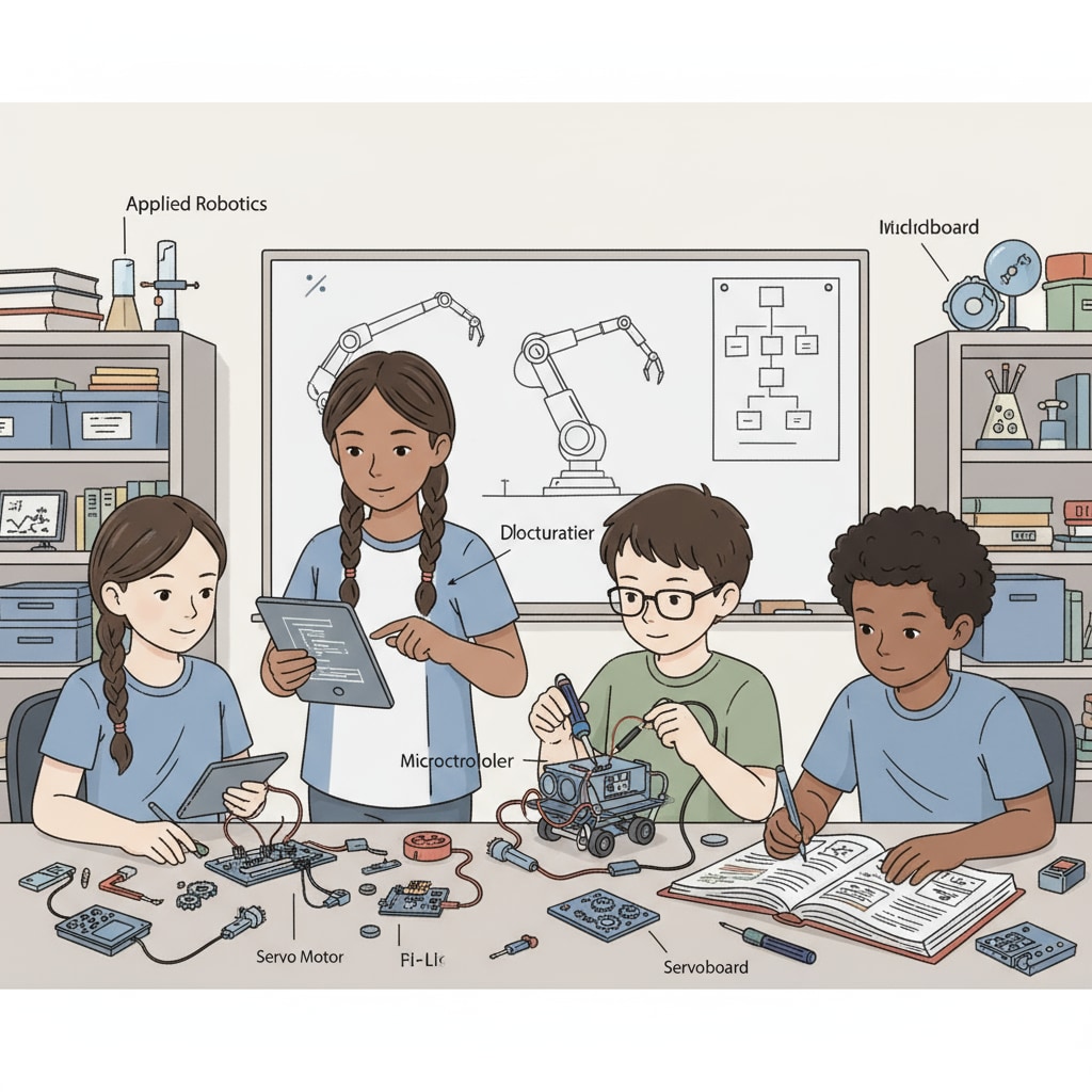 Students working on a robotics project as part of STEM extracurriculars for college applications