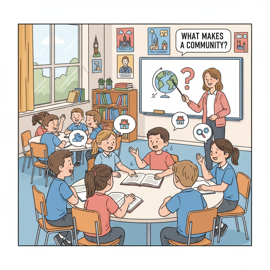 A classroom in a British school related to curriculum reform and student assessment methods