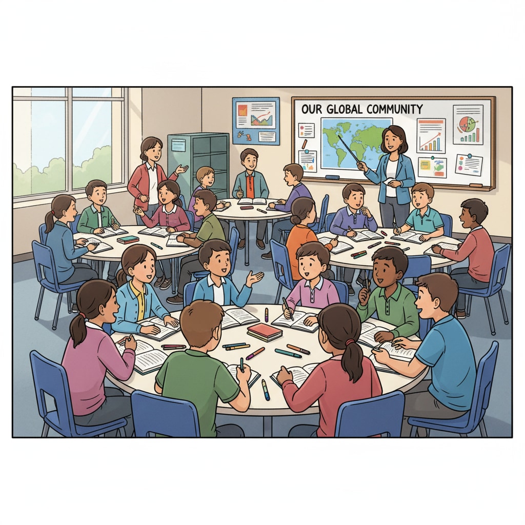 Students in a public school classroom having diverse discussions