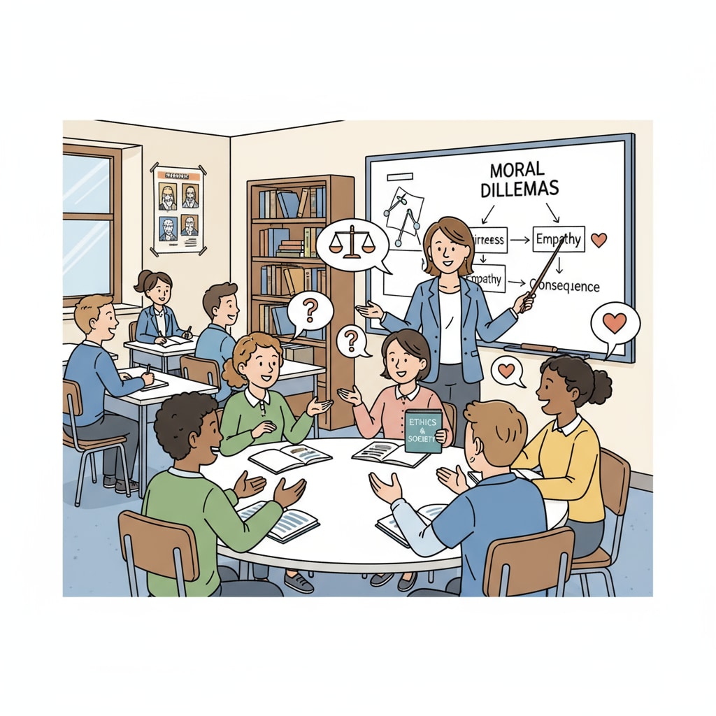 Students discussing morality, consensus, and values in a classroom