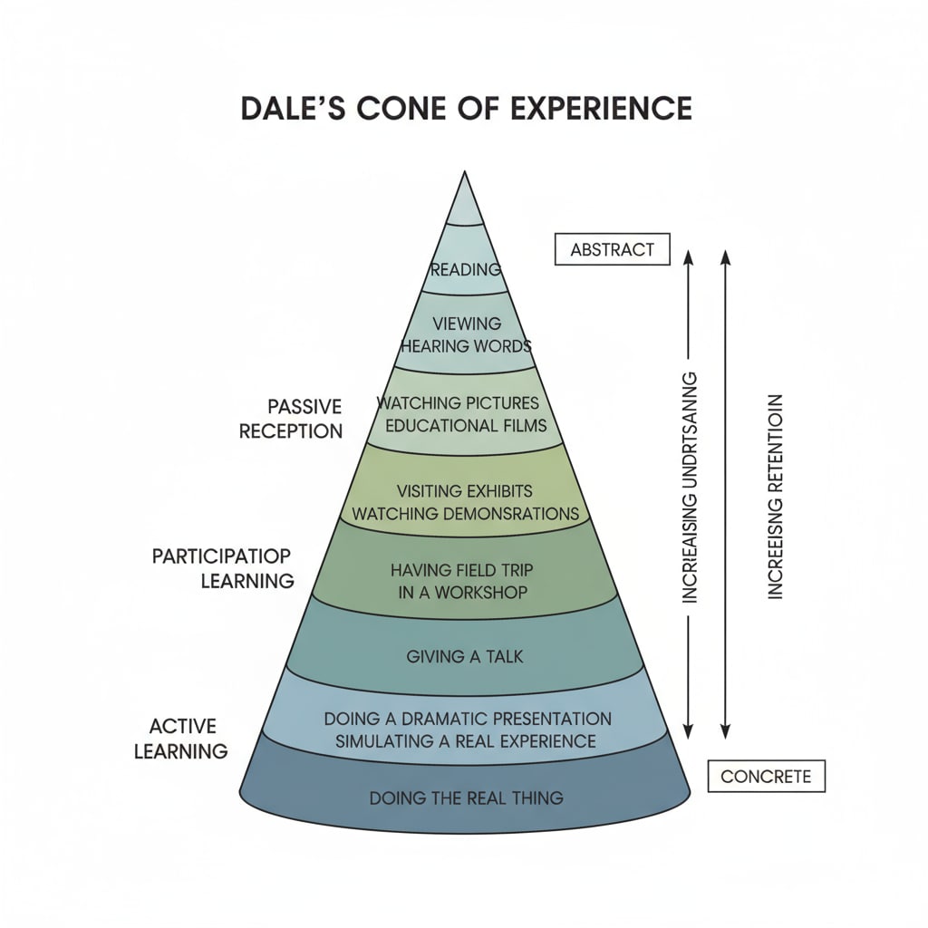 The Cone of Experience related to learning theories, Xun Kuang, and learning by doing