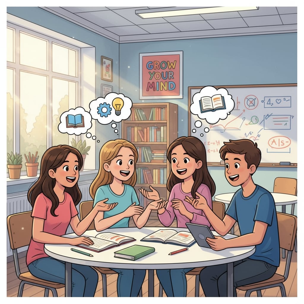 Students actively learning in a classroom related to learning ability improvement, educational path selection, and self-development