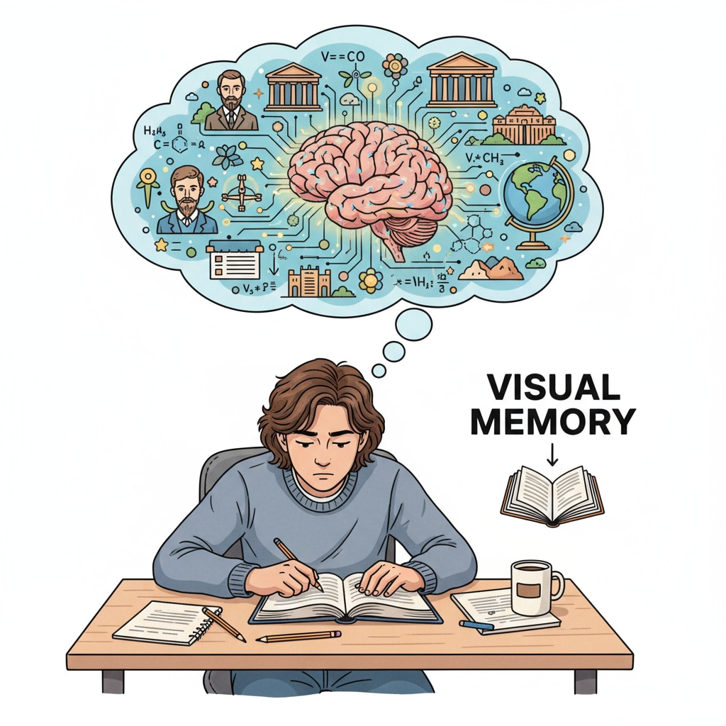A student demonstrating potential photographic memory while studying