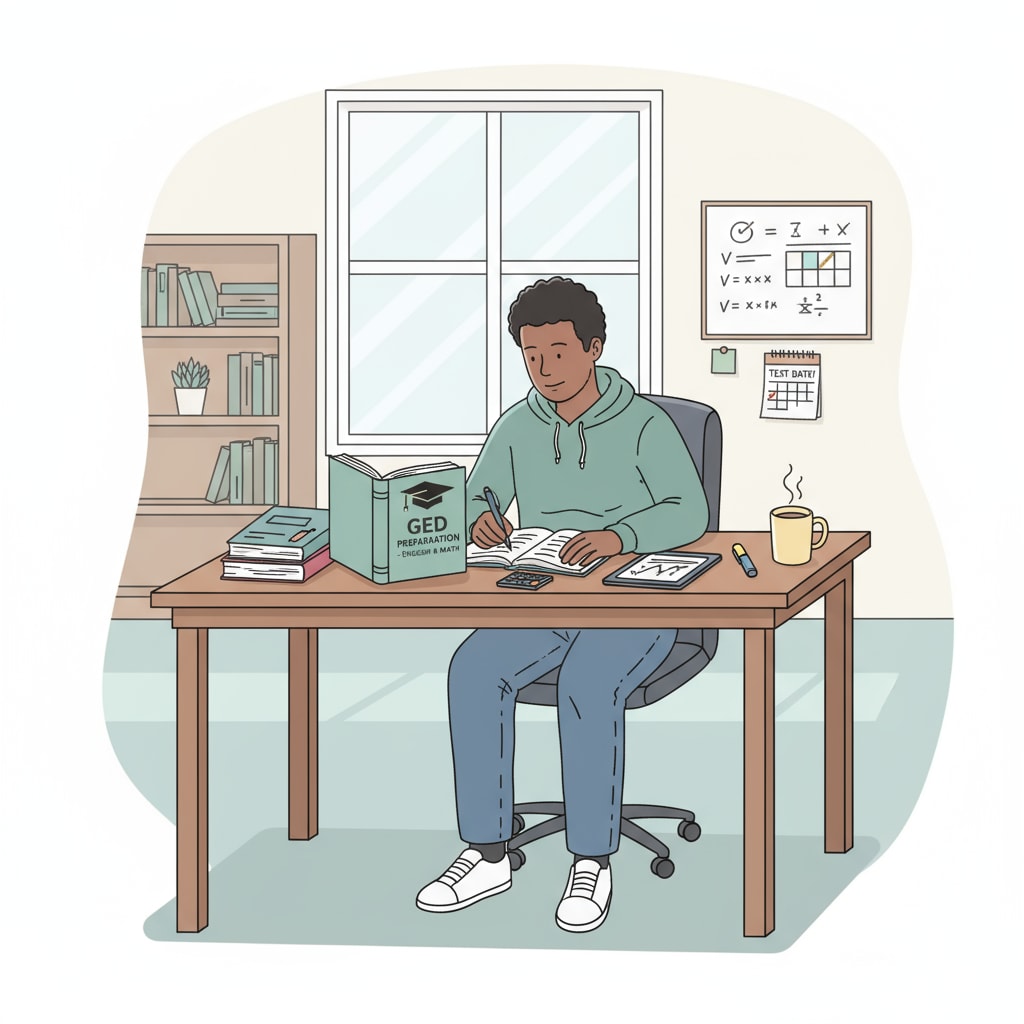 A person studying for GED or adult high school diploma