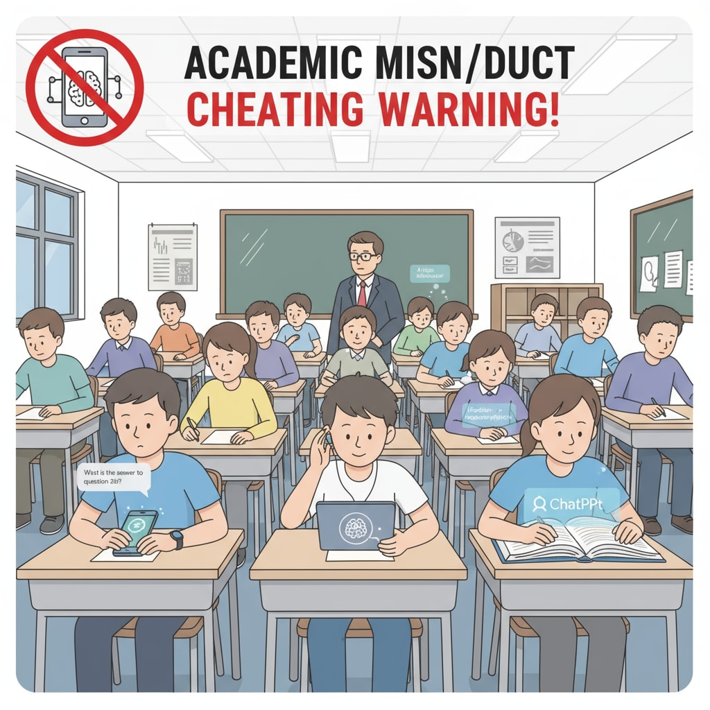 Students using ChatGPT for cheating during an exam in K12 education