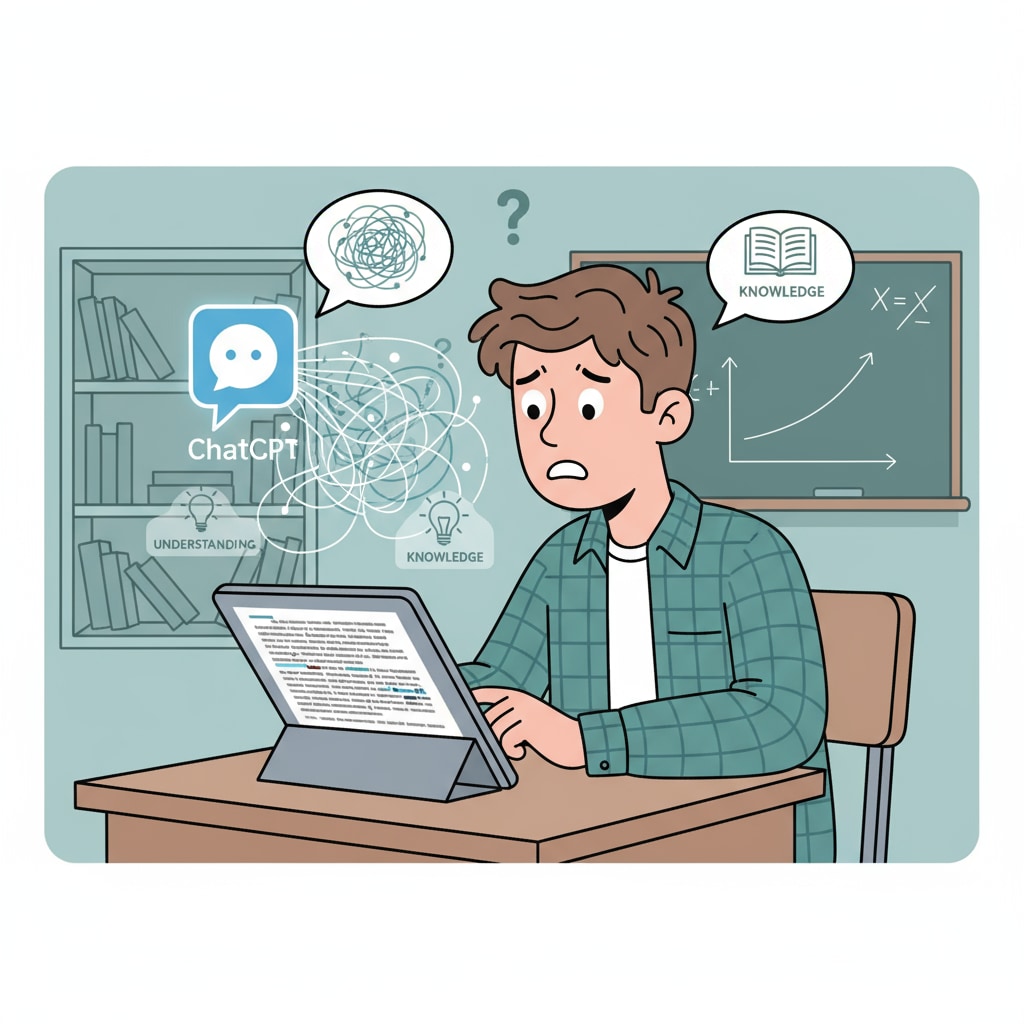 Student looking at ChatGPT-generated essay in K12 education, representing the threat to education