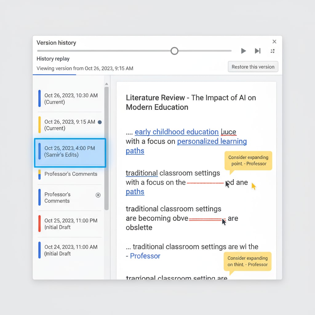 Google Docs history replay interface for understanding student writing process and detecting plagiarism
