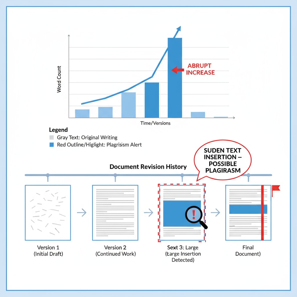 Visual representation of using document replay to detect potential plagiarism in student writing