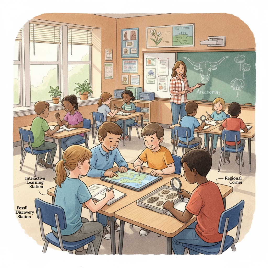 Classroom scene related to Oklahoma and Arkansas education levels