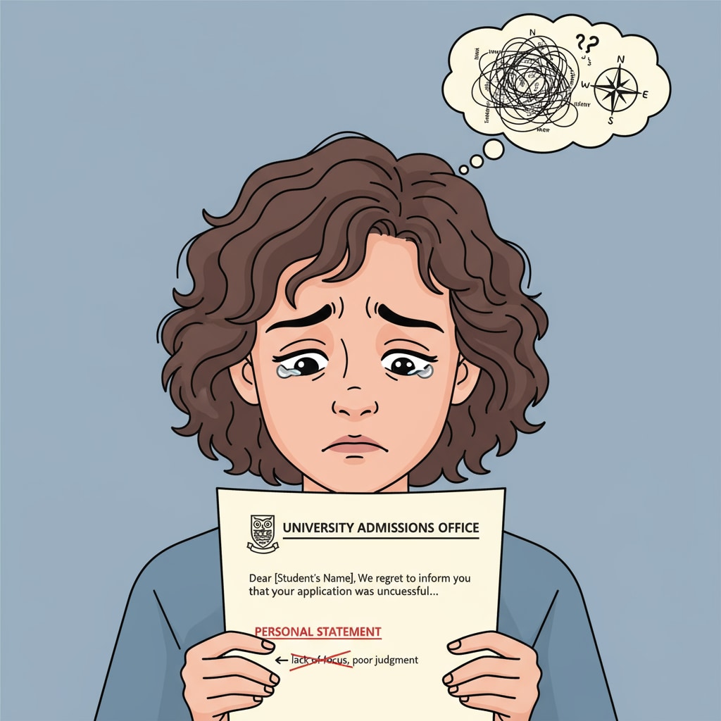 Disappointed student due to misjudged college application personal statement