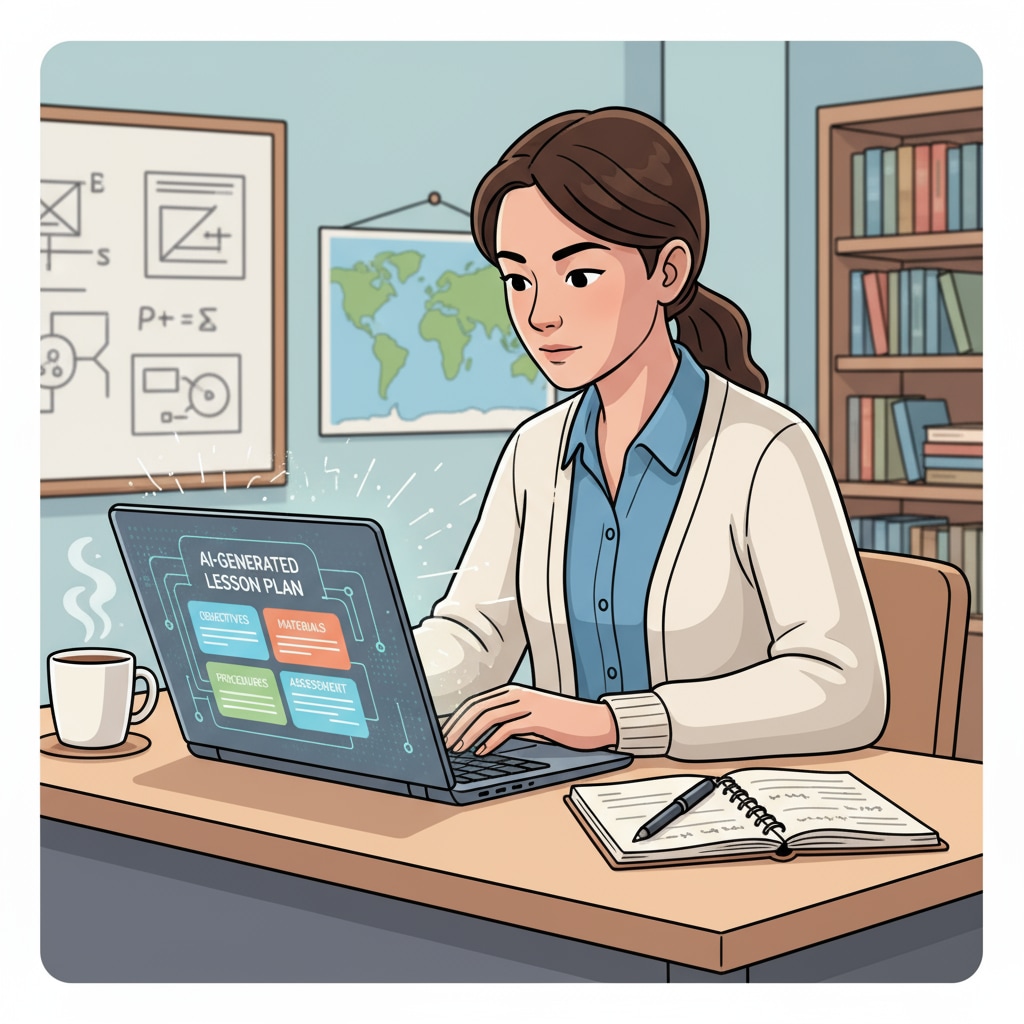 A student teacher examining an AI-generated lesson plan for authenticity and teaching skill application.