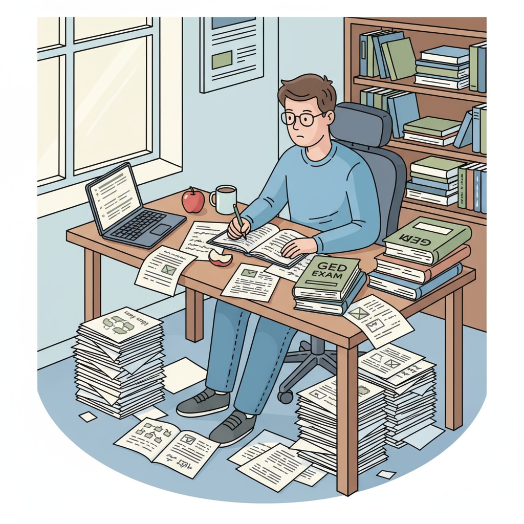 A student preparing for the GED exam as part of academic planning for high school dropouts