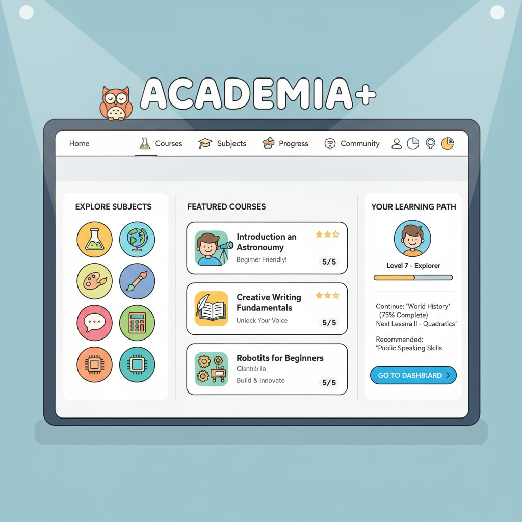 Interface of a popular free learning platform with free access and private messaging features
