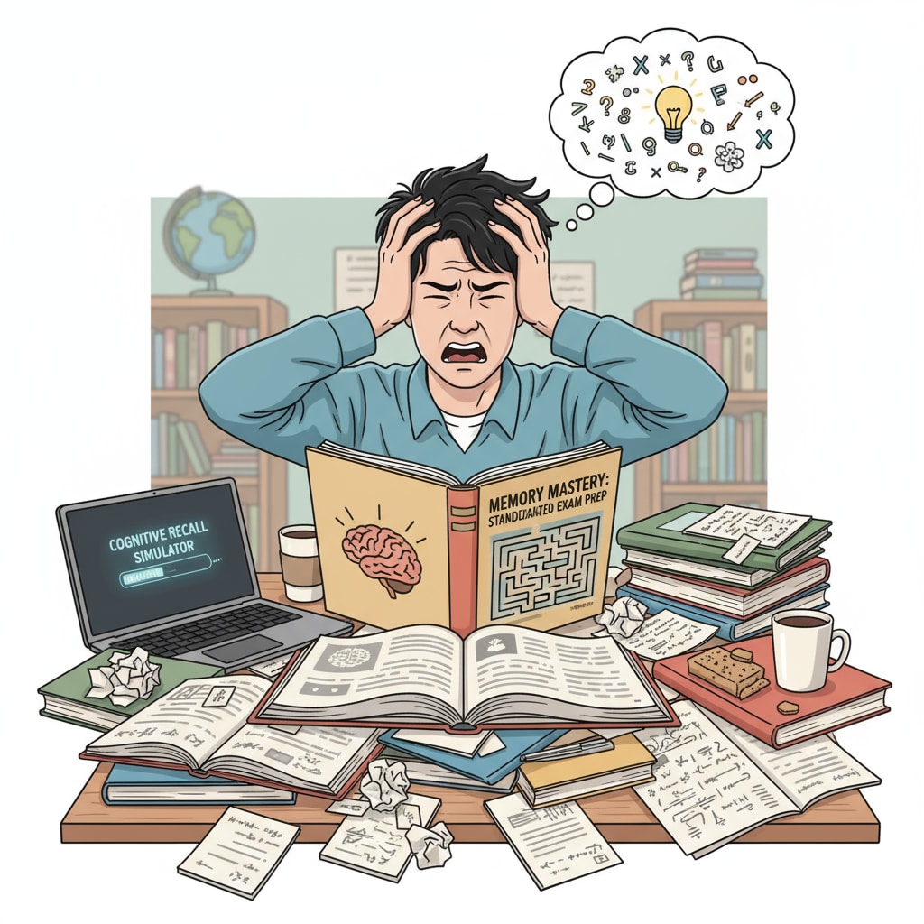 A frustrated student studying for a standardized test that overemphasizes memory and may not effectively measure critical thinking in the assessment system.