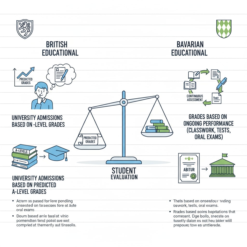 Comparison of educational systems relevant to German students' applications to Oxford University in relation to predicted grades.