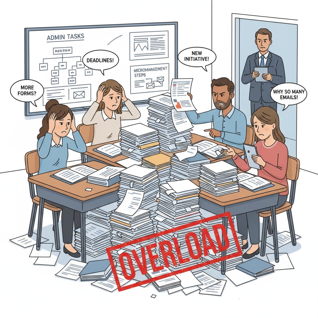 Teachers under the pressure of micro - management and heavy workload