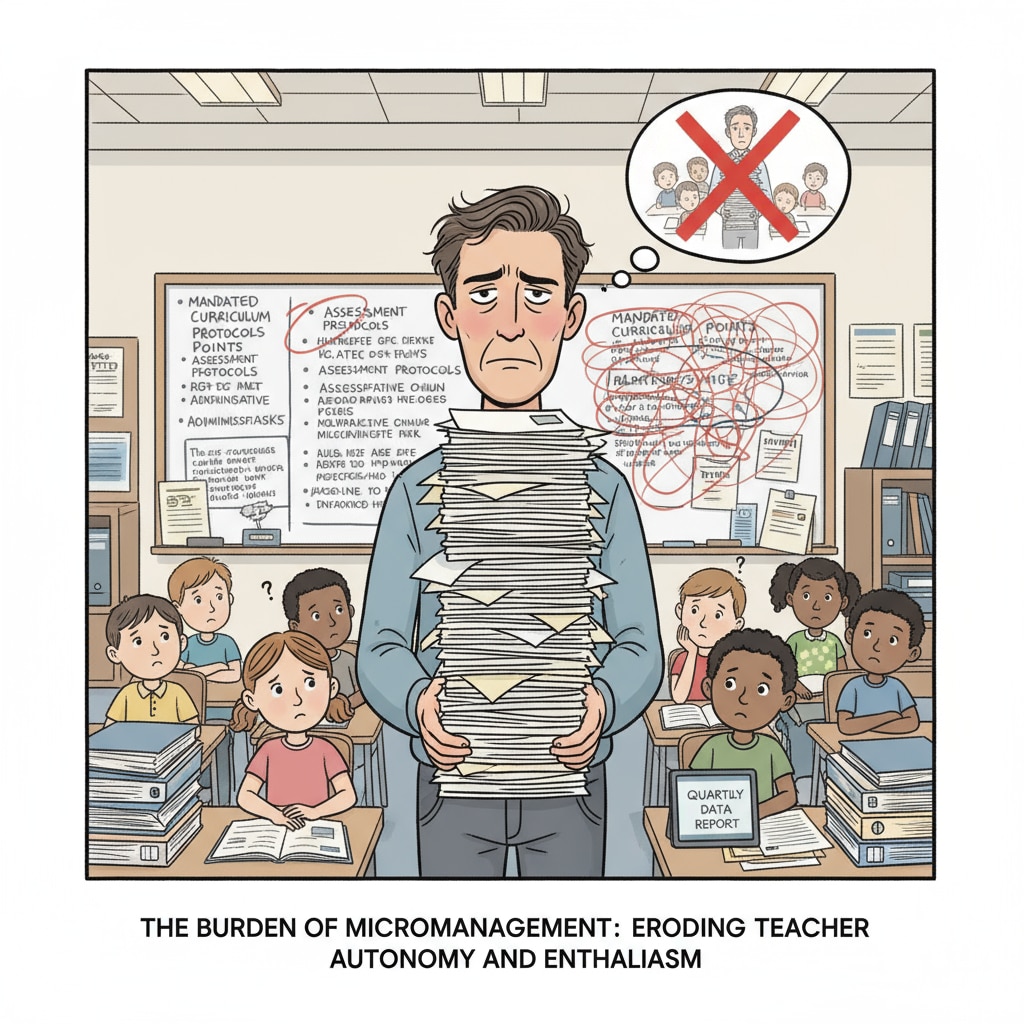 Teacher's frustration due to micro - management and workload