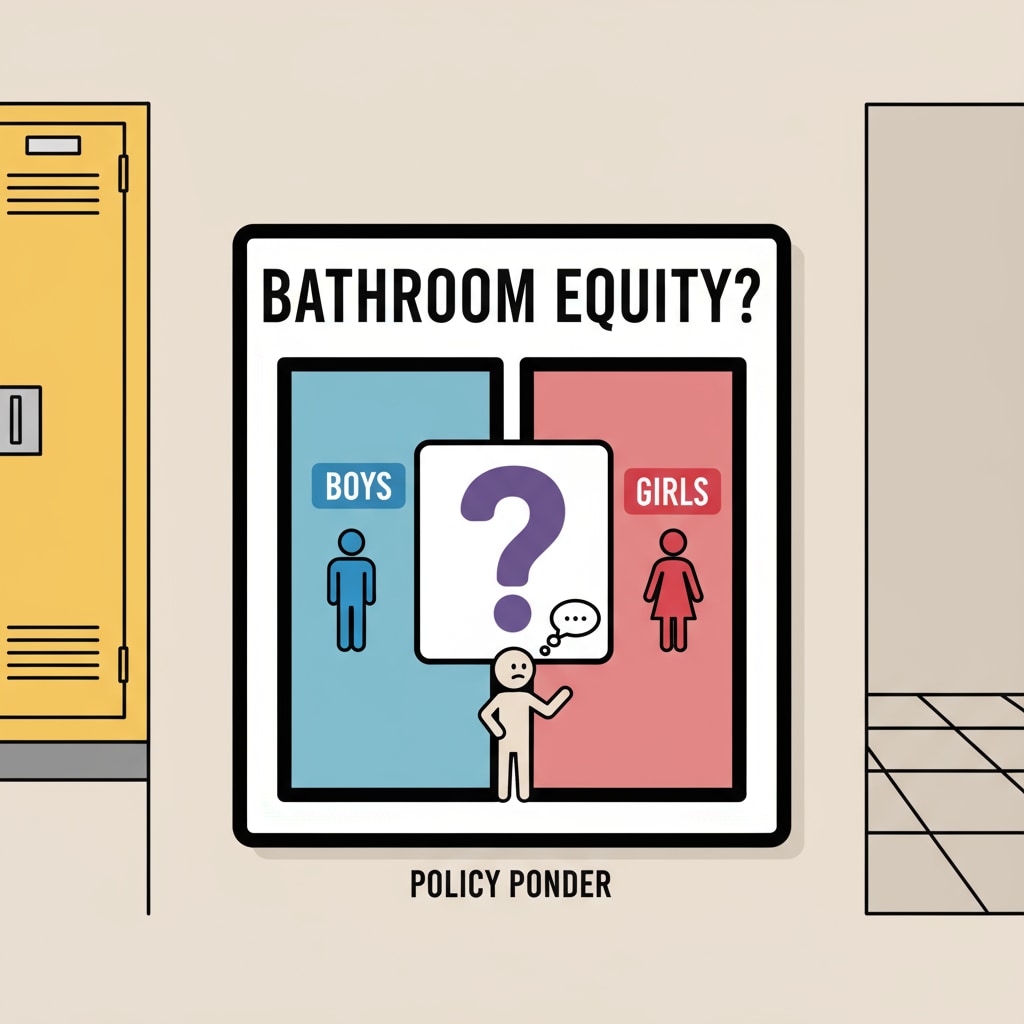 Sign near a school bathroom door regarding gender - related policies in Fairfax County