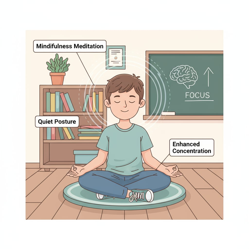Student practicing mindfulness for better concentration and cognitive function