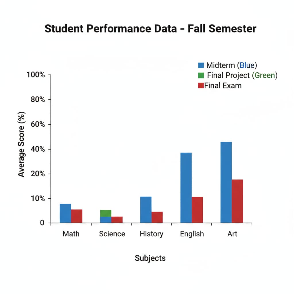Graph of student performance data for data analysis in K12 education
