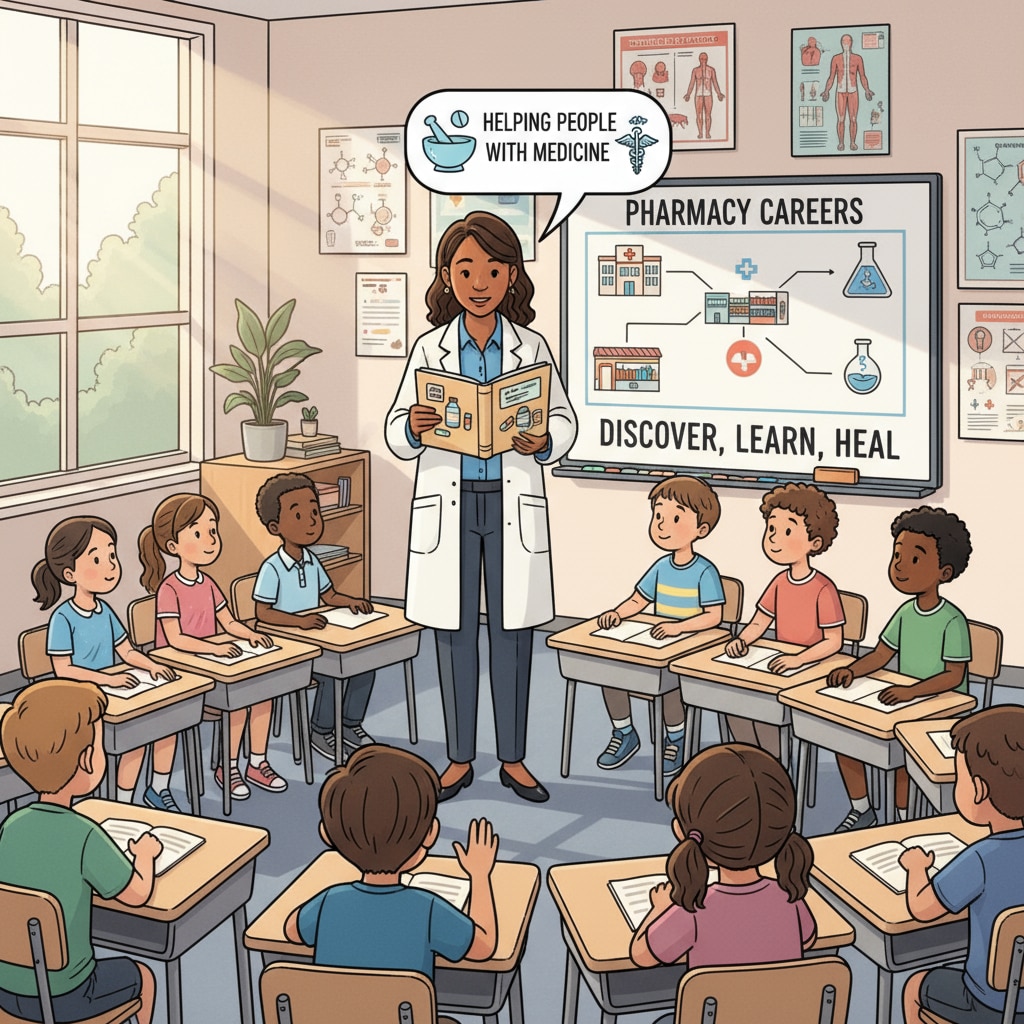 K12 students listening to a pharmacist during a career talk relevant to UK pharmacy postgraduate entry