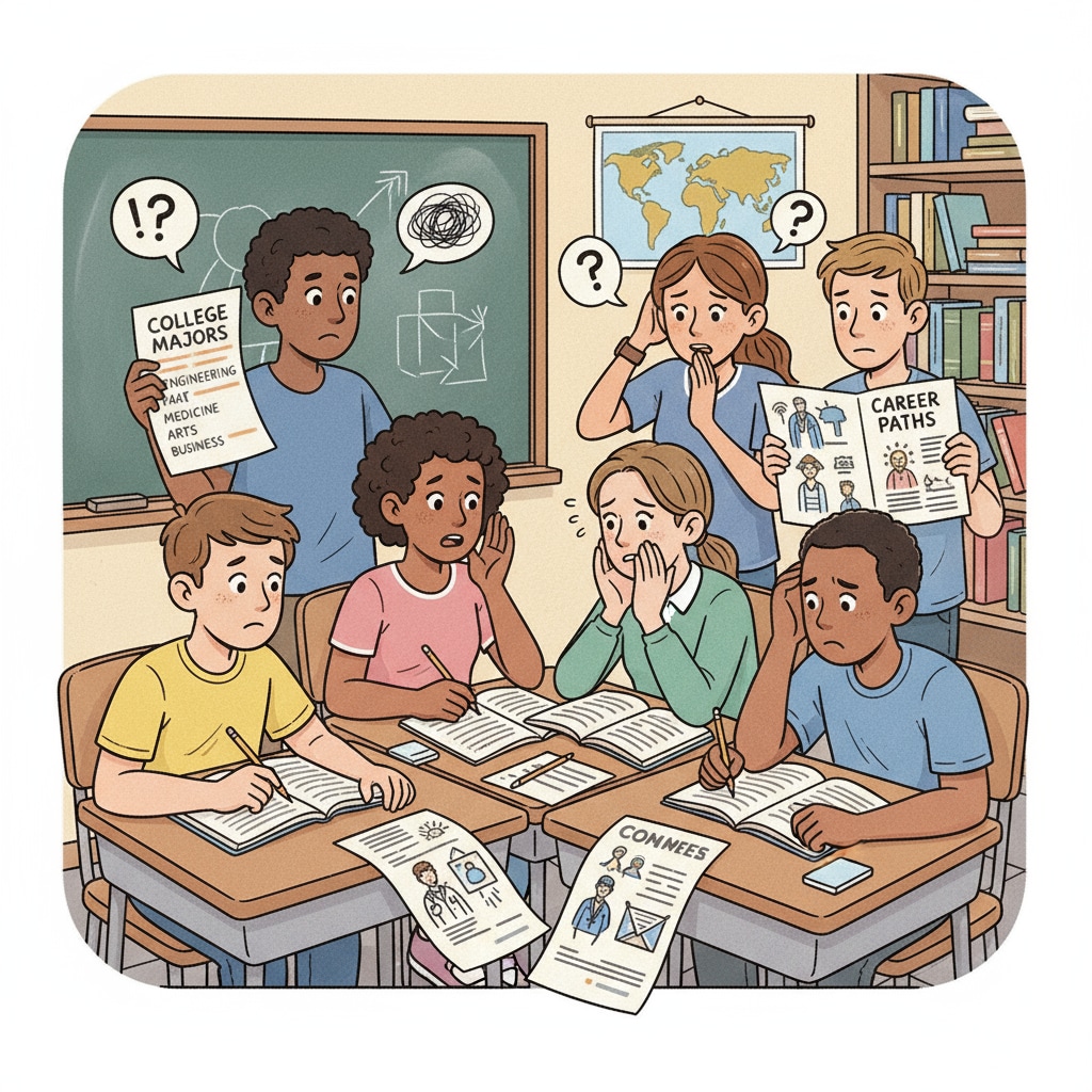 Students struggling with educational choices due to social pressure and unclear educational purpose