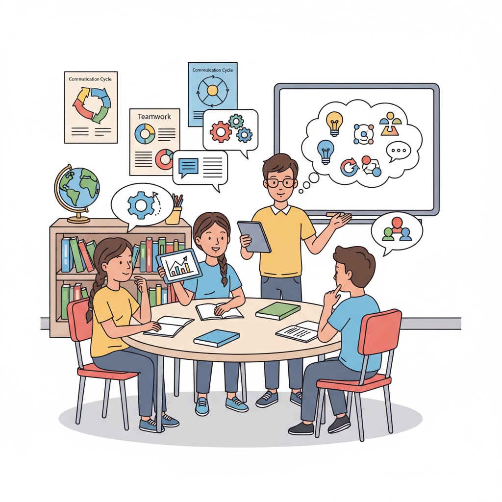 Students demonstrating communication skills, dialogue, and active listening during a classroom discussion