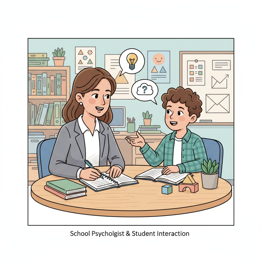 A school psychologist interacting with a student to understand their psychological state