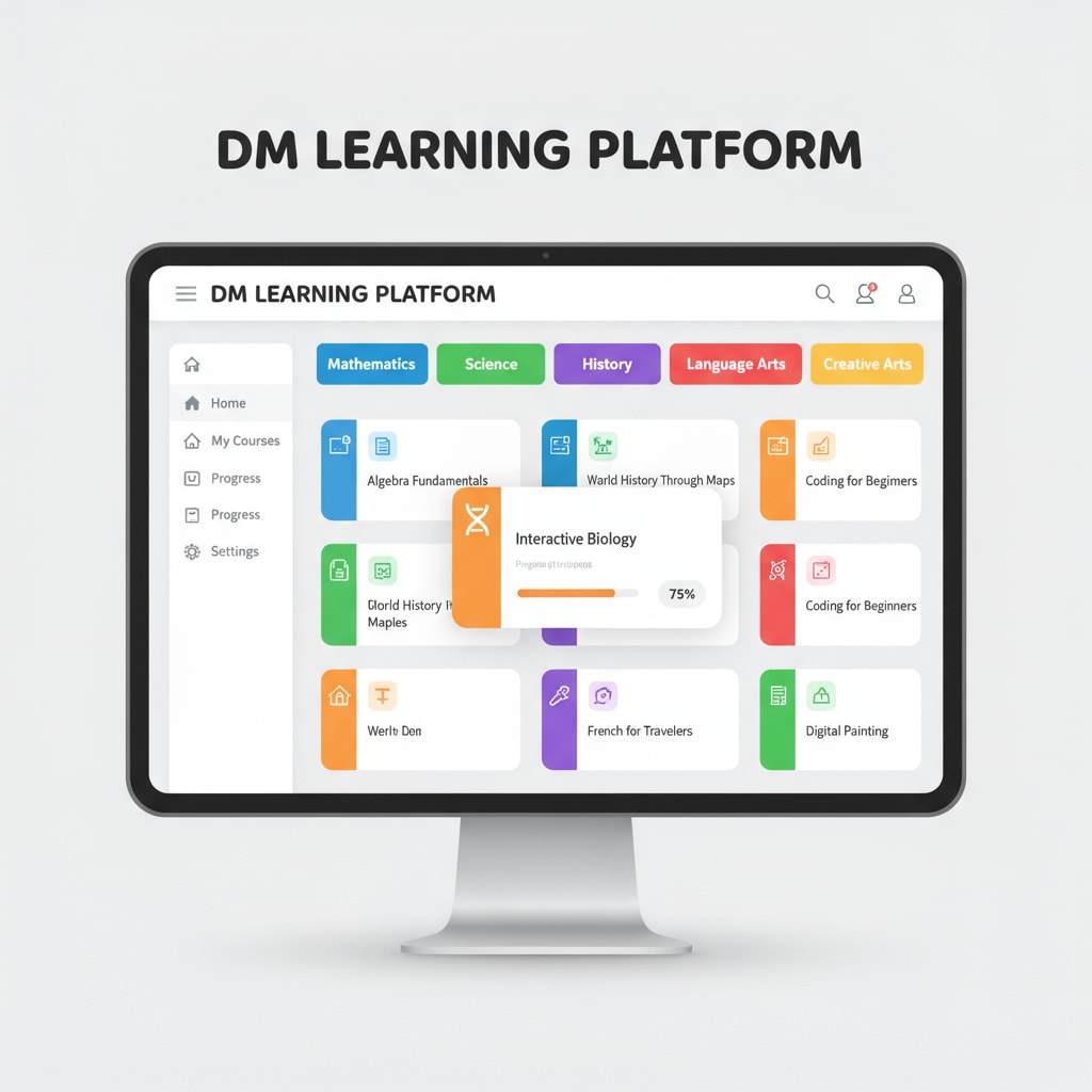 Free learning platform, DM interface with educational courses