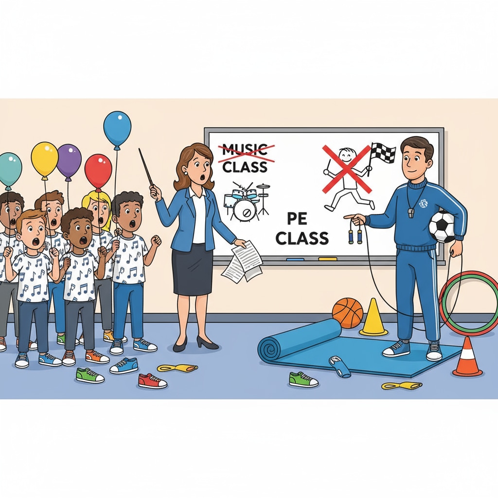 A scene of curriculum substitution involving special subject teachers and its relation to educational resource allocation.