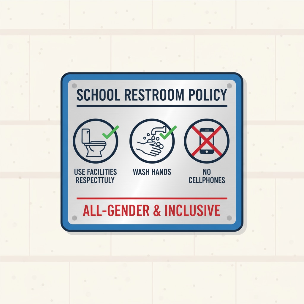School bathroom sign related to the gender policy in Fairfax County