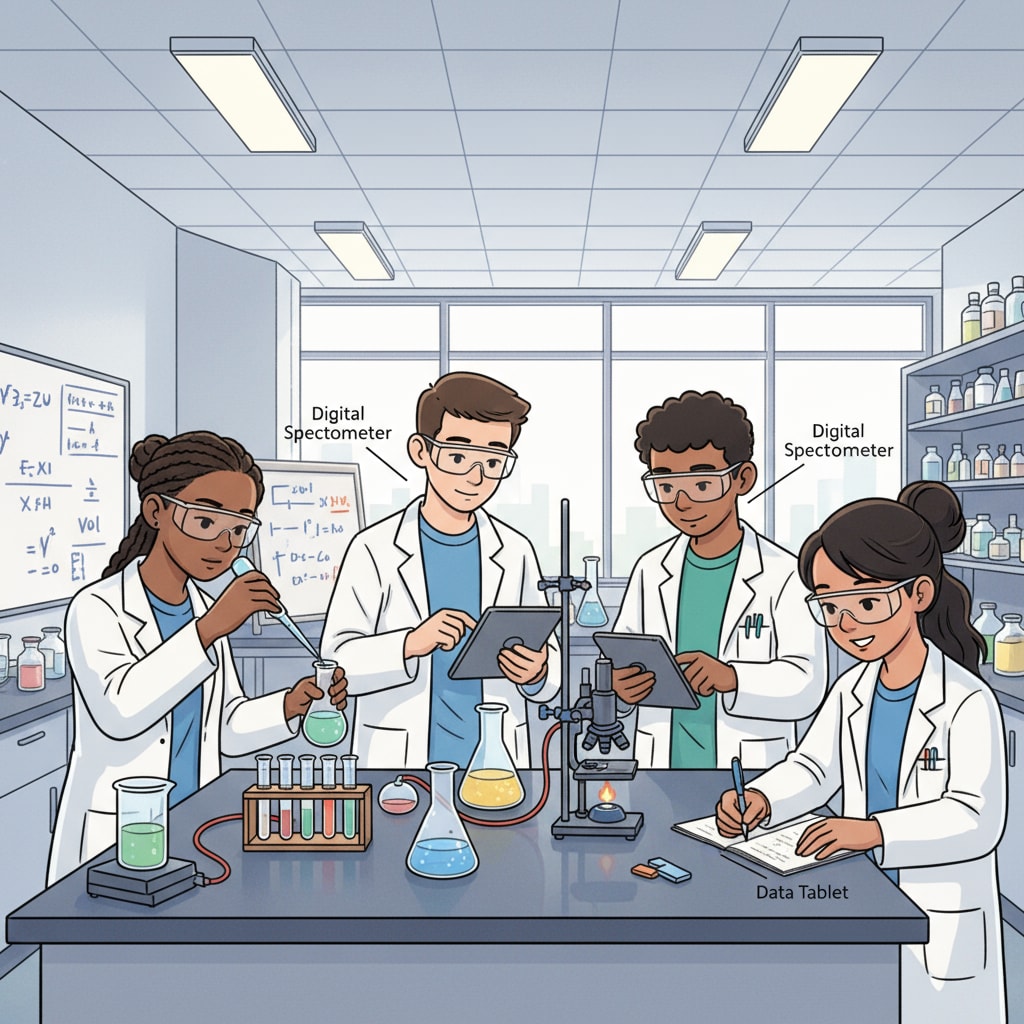 High school students conducting a science experiment for STEM college applications