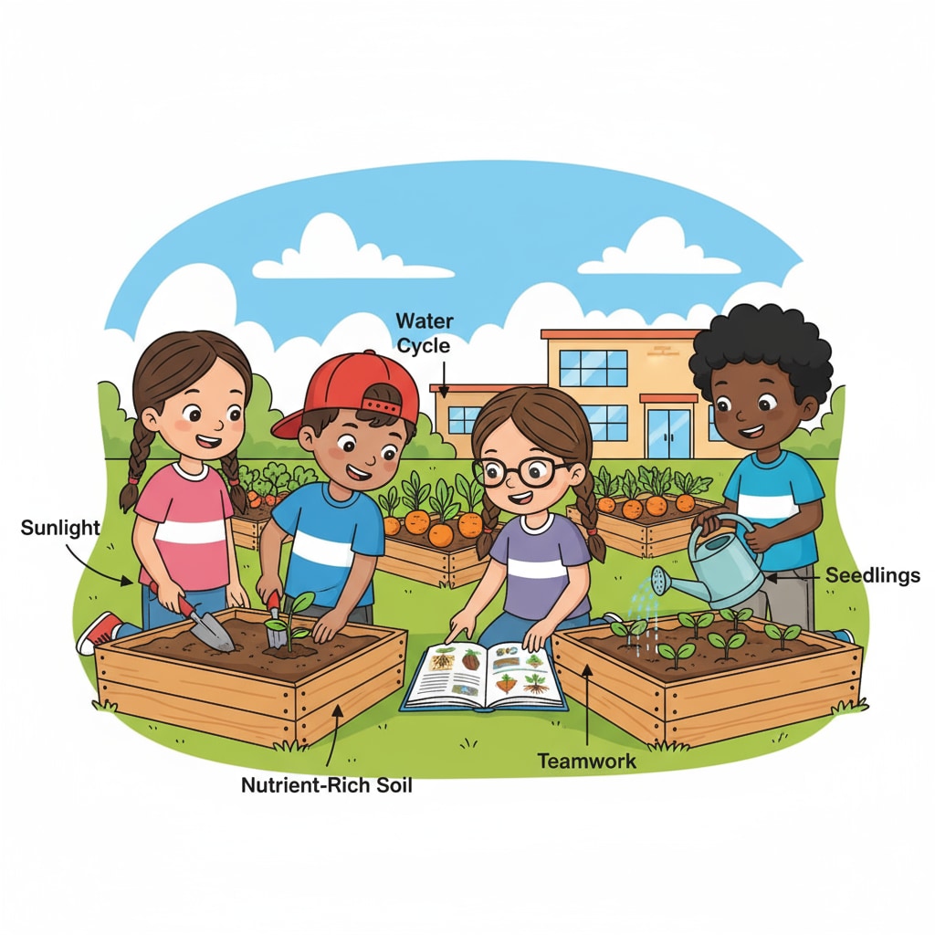 Students collaborating in a school garden for hands-on learning