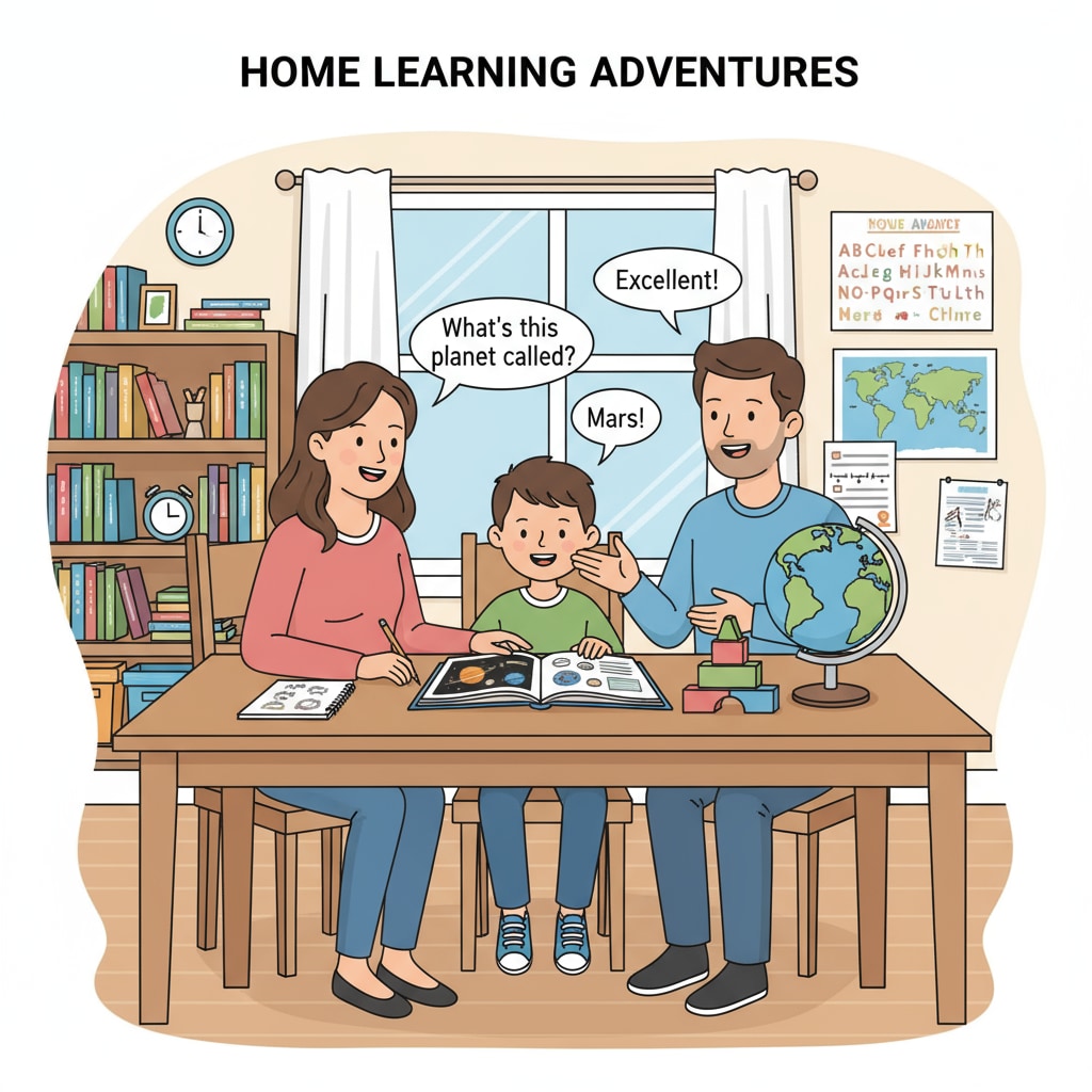 Home education environment with a family engaged in learning