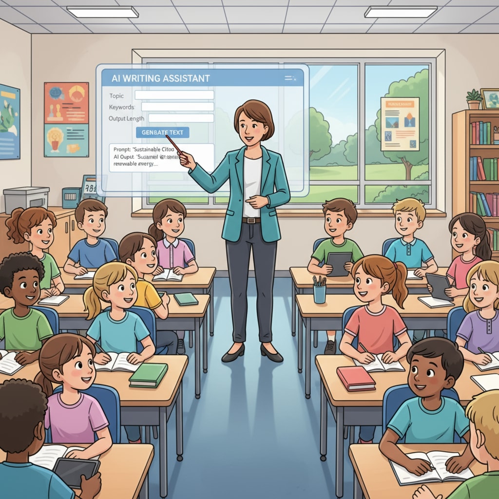 An educator guiding students in using AI writing tools in relation to AI writing, teaching transformation, and authorial voice